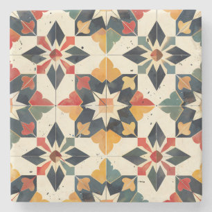 Marokkaanse Zellij Rood Geel en Groen Stenen Onderzetter