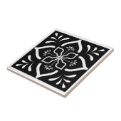 Marokkaanse zwart-witte bloem tegeltje (Zijkant)