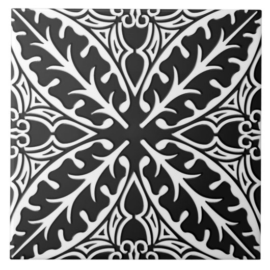 Marokkaanse zwart-witte tegels - tegeltje (Voorkant)