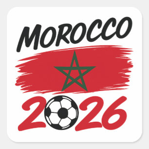 Marokko 2026 Voetbal Fan Voetbal Supporter Trots Vierkante Sticker