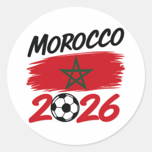 Marokko 2026 Voetbalfan, Voetbal Supporter Trots  Ronde Sticker