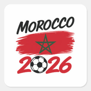 Marokko 2026 Voetbalfan, Voetbal Supporter Trots Vierkante Sticker