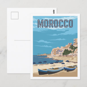 Marokko Beach Beroemde Reisplaats Illustratie Briefkaart