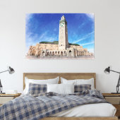Marokko Casablanca Moskee Hassan 2 Islamitische Canvas Afdruk (Insitu (Slaapkamer))