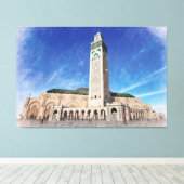 Marokko Casablanca Moskee Hassan 2 Islamitische Canvas Afdruk (Insitu (Houten vloer))