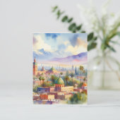 Marokko Cityscape Waterverf Briefkaart (Staand voorkant)