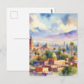 Marokko Cityscape Waterverf Briefkaart (Voorkant / Achterkant)