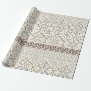 Marokko Crème Taupe Chocolade Geometrische Tegel Cadeaupapier
