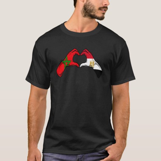 Marokko Egypte Vlag - Marokkaans Egyptische Hart T-shirt (Voorkant)