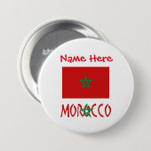 Marokko en Marokkaanse vlag Rode Personalisatie Ronde Button 7,6 Cm (Voorkant /achterkant)