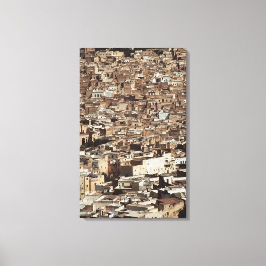 Marokko, Fes, uitzicht van de lucht van het Citysc Canvas Afdruk (Voorkant)