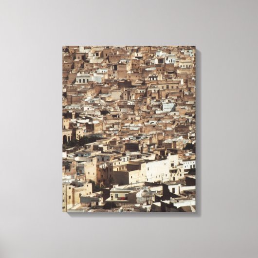 Marokko, Fes, uitzicht van de lucht van het Citysc Canvas Afdruk (Voorkant)