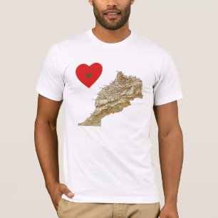 Marokko Flag Hart en Kaart T-shirt