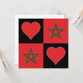 Marokko Flag Heart Patriottic Moroccan Greeting Kaart (Voorkant / Achterkant in situ)