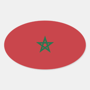 Marokko Flag Oval    StickerMarokko-Flagge Aufkleb Ovale Sticker