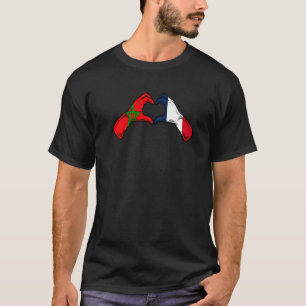 Marokko Frankrijk Vlag Marokkaans Frans hart T-shirt