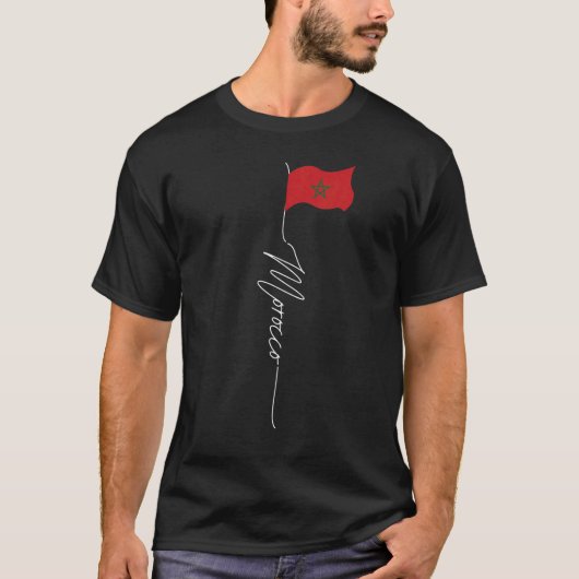 Marokko Handtekening vlag Elegant Patriottisch Mar T-shirt (Voorkant)