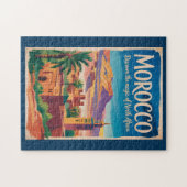 Marokko Illustratie Reis Kunst Vintage Legpuzzel (Horizontaal)