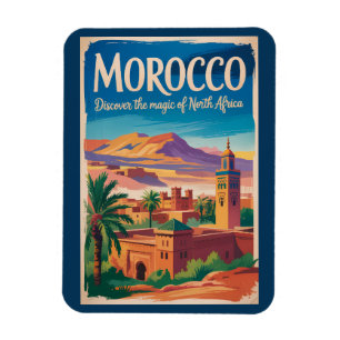 Marokko Illustratie Reis Kunst Vintage Magneet