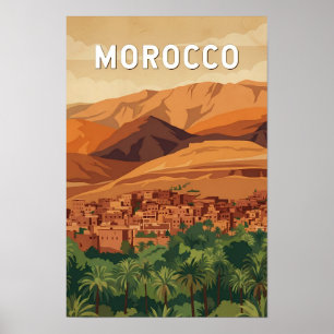 Marokko Illustratie Reis Kunst Vintage Poster