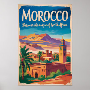 Marokko Illustratie Reis Kunst Vintage Poster