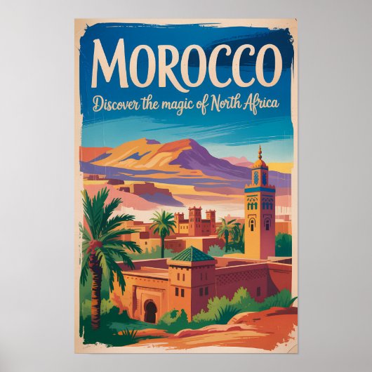 Marokko Illustratie Reis Kunst Vintage Poster (Voorkant)