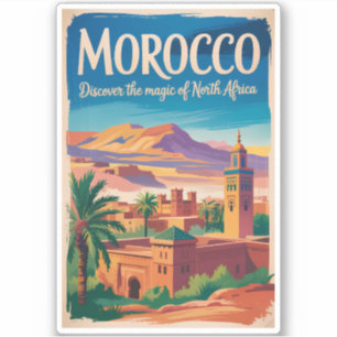 Marokko Illustratie Reis Kunst Vintage Sticker