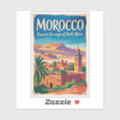 Marokko Illustratie Reis Kunst Vintage Sticker (Vel)