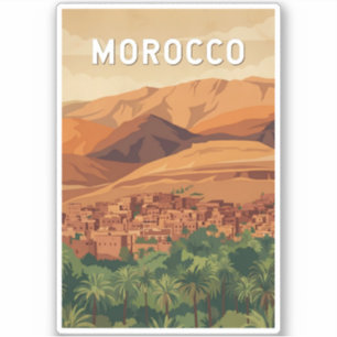 Marokko Illustratie Reis Kunst Vintage Sticker