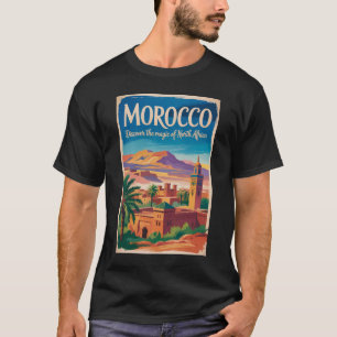 Marokko Illustratie Reis Kunst Vintage T-shirt
