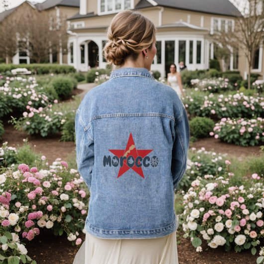 Marokko is erfgoed dat je met trots draagt denim jacket (Huwelijk Achterkant)