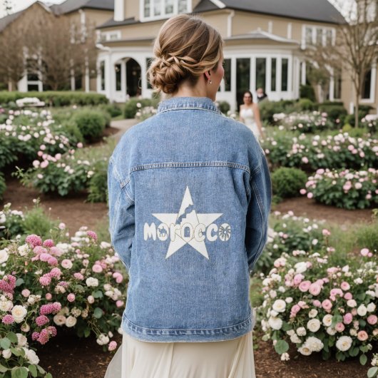 Marokko is meer dan een land; het is onze trots denim jacket (Huwelijk Achterkant)
