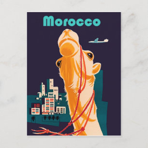 Marokko, kameel voor de stad, vintage briefkaart