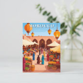 Marokko kleurrijke souk markt reizen briefkaart (Staand voorkant)