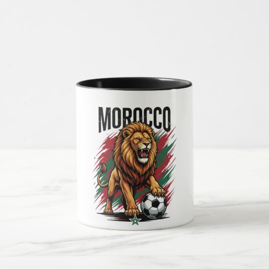 Marokko Leeuw Voetbal Fan 2026 Mok (Midden)