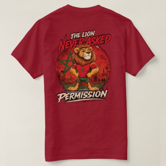 Marokko Leeuw Voetbal Fan Fun T-Shirt (Design achterkant)