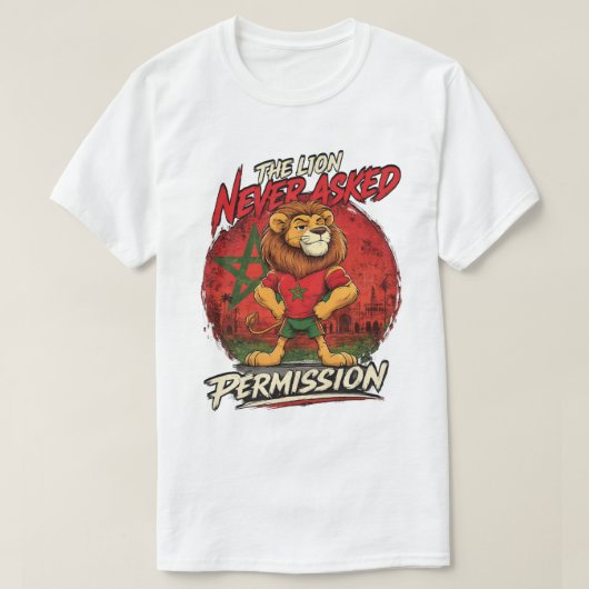 Marokko Leeuw Voetbal Fan Fun T-Shirt (Design voorkant)
