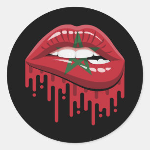 Marokko lippen trots root flag ronde sticker