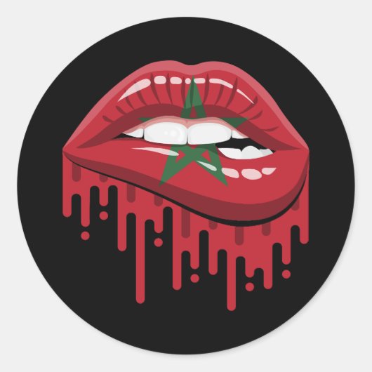 Marokko lippen trots root flag ronde sticker (Voorkant)