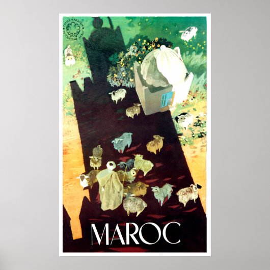 Marokko, luchtfoto, herder, met zijn schip poster (Voorkant)