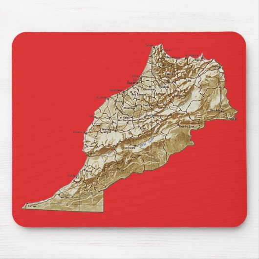 Marokko Map Mousepad Muismat (Voorkant)
