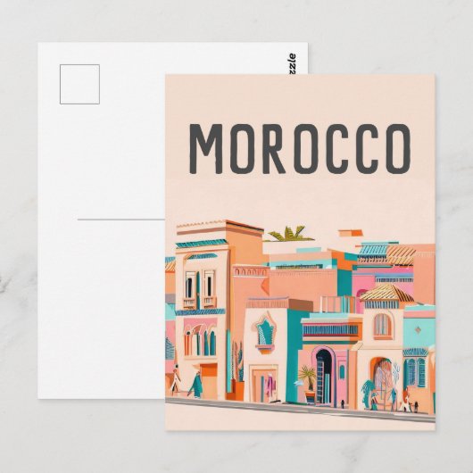 Marokko Marakech Briefkaart (Voorkant / Achterkant)