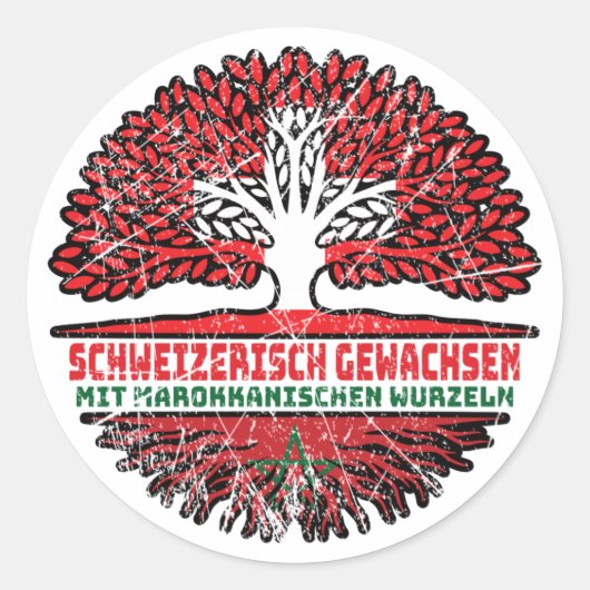 Marokko Marokk anisch Schweizer Schweiz Baum Wurze Ronde Sticker (Voorkant)