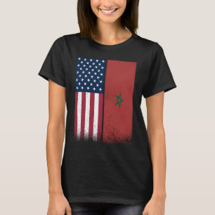 Marokko Marokkaanse Amerikaanse vlaggen Trots VS M T-shirt