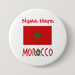 Marokko Marokkaanse Vlag Rood Gepersonaliseerde Na Ronde Button 7,6 Cm