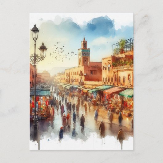 Marokko Marrakesh Medina Briefkaart (Voorkant)