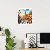 Marokko Marrakesh Medina Poster (Thuiskantoor)