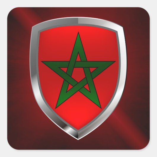Marokko Metallic Emblem Vierkante Sticker (Voorkant)