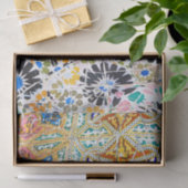 Marokko Mosaic Blue Oranje Black Floral Pattern Tissuepapier (Geschenk)