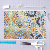 Marokko Mosaic Blue Oranje Black Floral Pattern Tissuepapier (Craft)